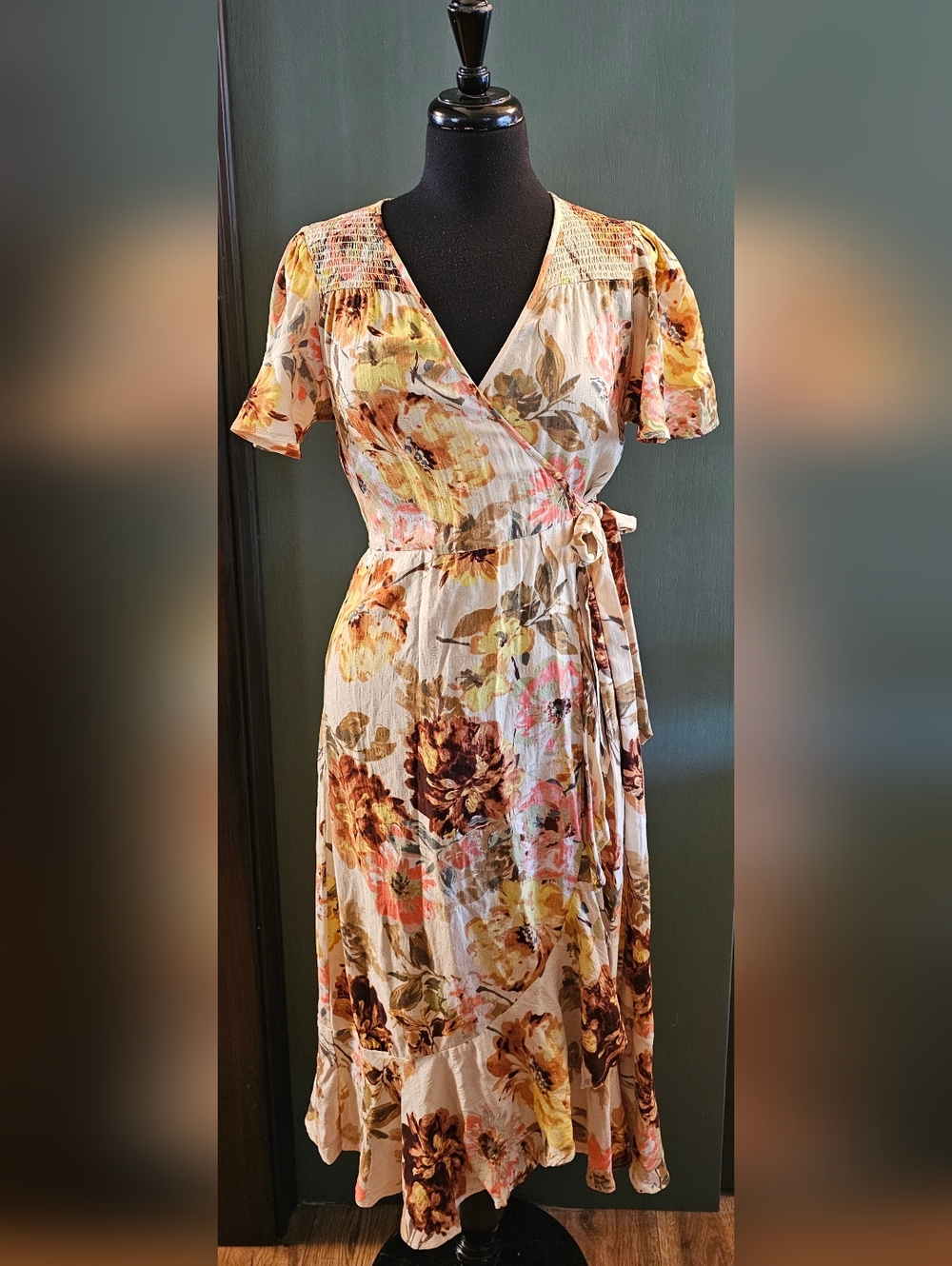 Band Of The Free Floral Wrap Midi Dress